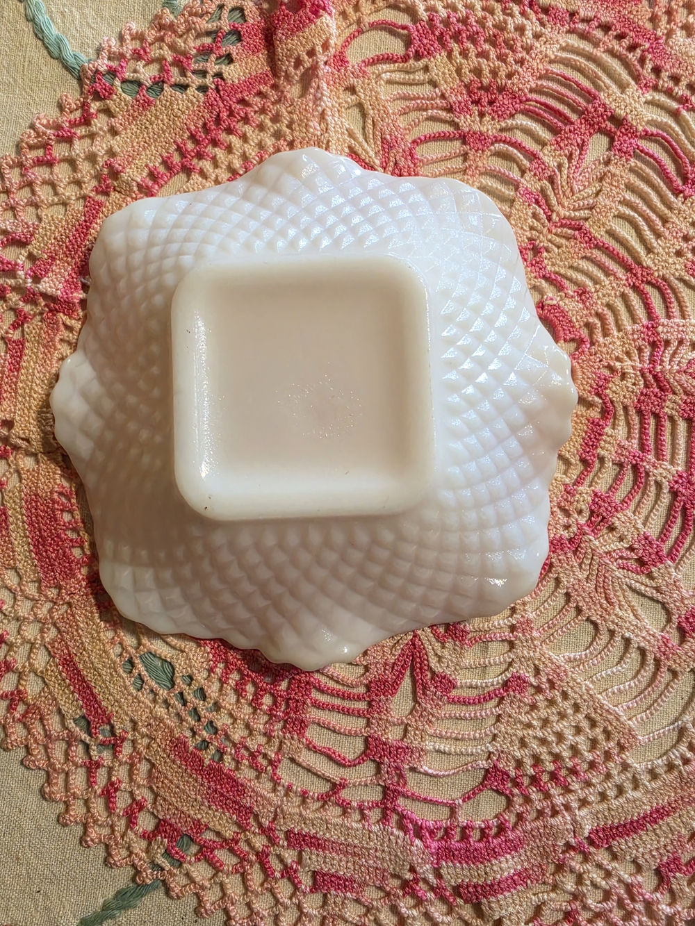 Vintage Milk Glass Dish - Scalloped Edge